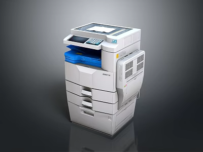 White Multifunctional Office Printer Copier Scanner With Control Panel And Paper Tray 3d model