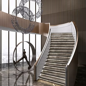 Light Luxury Revolving Staircase 3d model
