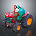 Vintage Tractor With Red And Green Body Big Wheels And Yellow Rims