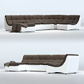 Modern Brown And White Sectional Sofa With Blanket In Stylish Living Room Design