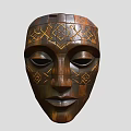 Traditional Handcrafted Wooden Mask With Intricate Geometric Patterns For Home Interior Decor