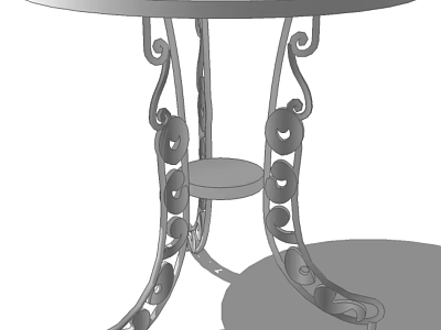 Ornate Iron Outdoor Table With Curved Legs And Decorative Scroll Design 3d model