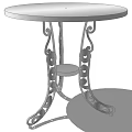 Ornate Iron Outdoor Table With Curved Legs And Decorative Scroll Design