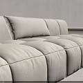 Cream Colored Large Sofa With Plush Cushions In Minimalist Living Room Interior