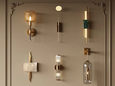 Stylish Modern Wall Lamps For Interior Wall With Various Shapes And Glass Shades 3d model