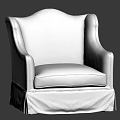 Single Sofa with Diamond Pattern Upholstery and Black Trim Light Colored Skirted Base Design 3d model