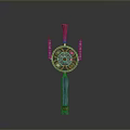 Handcrafted Decorative Hanging Ornament With Circular Design Colorful Beads Central Gemstone And Blue Tassel