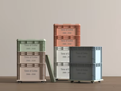 Time of Color Stackable Storage Baskets with Multiple Pastel Colors for Home Organization 3d model