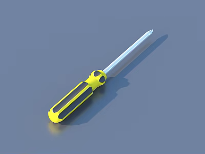 Practical Hardware Tool Screwdriver With Yellow And Black Handle And Metal Shaft 3d model
