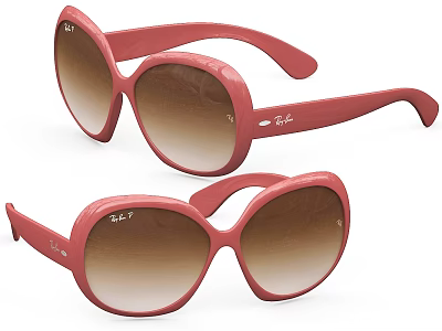 Pink Oval Sunglasses With Stylish Design And Brand Logo For Unisex Fashion Accessory 3d model