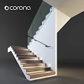 Modern Staircase With Wooden Steps Glass Railing And Black Handrail Design