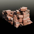 Red Brick Floor Tiles Stacked in Multiple Piles for Construction Materials 3d model