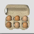 Chicken Eggs In Open Paper Carton Showing Six Brown Fresh Eggs