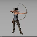 Female Archer Drawing Bow and Aiming Arrow in Tactical Outfit Ready for Action