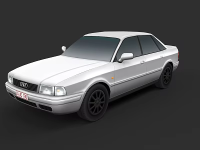 White Audi Classic Sedan With Black Wheels And Sleek Exterior Design 3d model