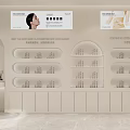 Modern Deluxe Care Beauty Hair Salon Interior With White Furniture Mirrors And Display Shelves