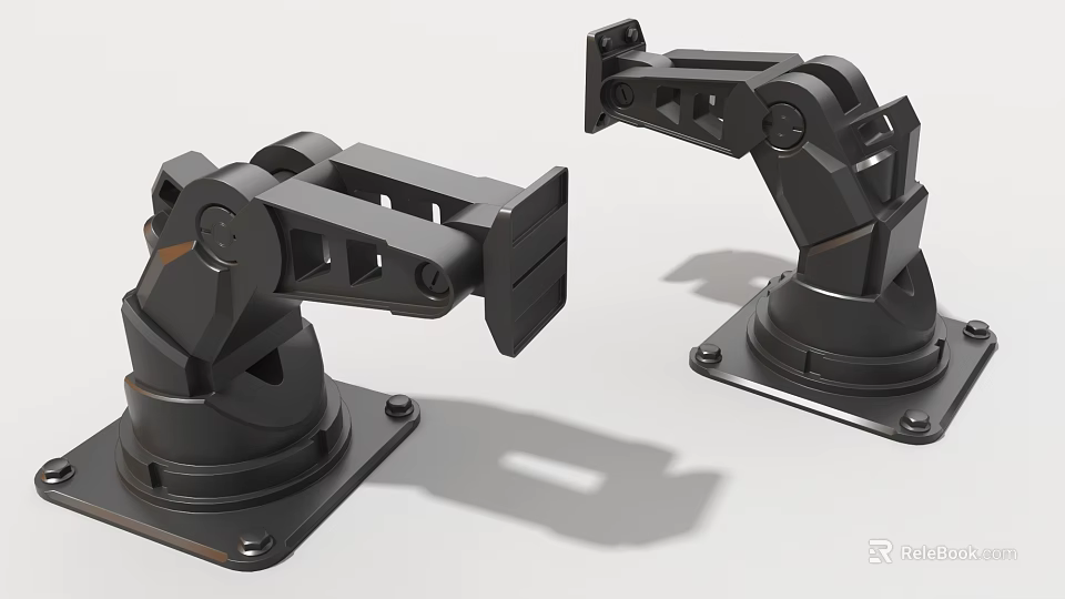Industrial Robotic Arms Featuring Heavy Duty Metal Construction Mounting Base Components 3d model 