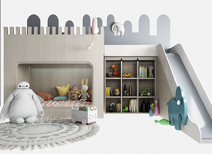 Modern Bed and Bed Slide for Children 3d model