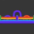 Colorful Inflatable Water Vehicle With Arches Pillars And Square Play Structure