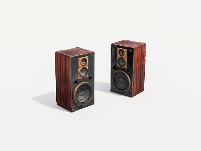 Vintage Wooden Audio Speakers Pair With Classic Retro Design Look 3d model