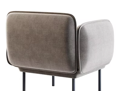 Accent Chair with Upholstered Fabric Dark Grey Back Light Grey Armrest and Black Metal Legs 3d model