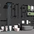 Complete Modern Bathroom Combination With Bathtub Toilet Shower System And Accessories
