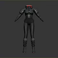 Futuristic Combat Style Fitted Bodysuit With Dark Color And Red Accents
