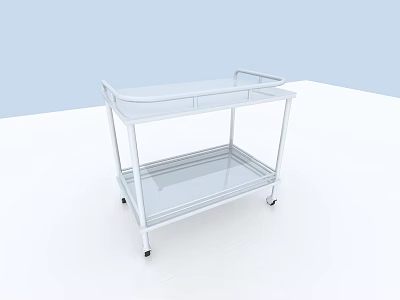 Hospital Pharmacy Stainless Steel Medicine Cart With Two Shelves And Wheels 3d model