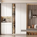Modern Stylish Shoe Cabinet With Storage Seating Hanging Area LED Lighting And Plants