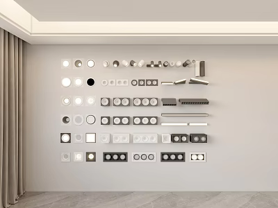 Various Downlights and Spotlights with Different Styles for Home Interior Lighting 3d model