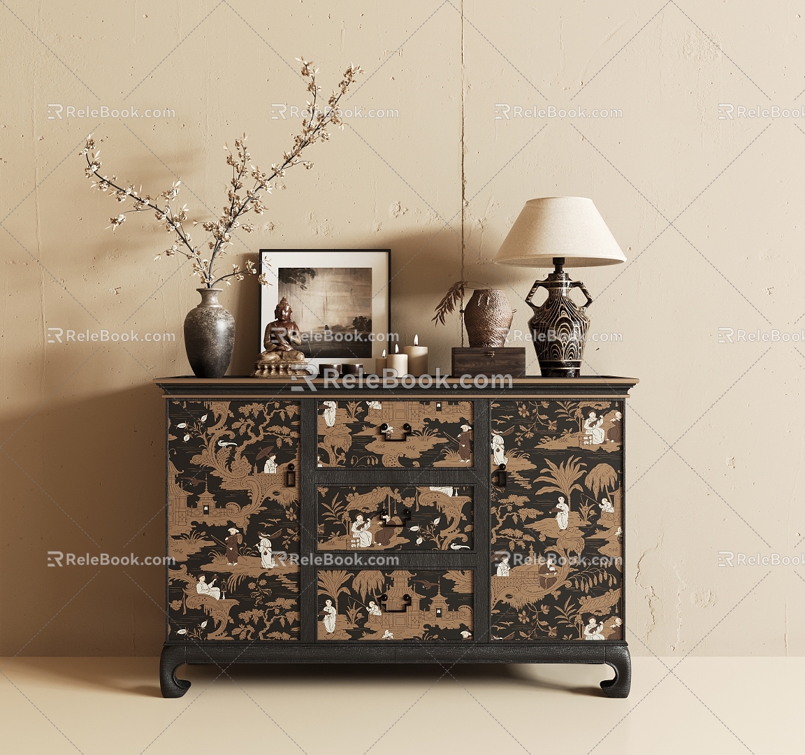 New Chinese-style Middle Ancient Side Cabinet 3d model