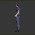 Game Movie Police Character In Blue Uniform With Hat And Belt 3d model