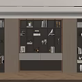 Modern Bookcase Interior Design With Multiple Shelves Books And Decorative Items 3d model