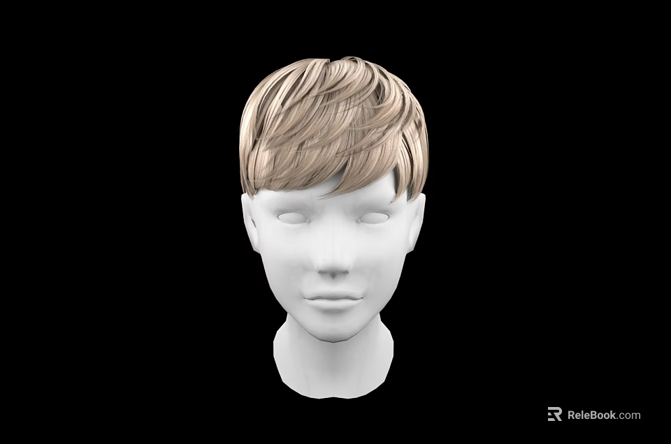 Game Movie Character White Head Model With Light Brown Short Layered Hair And Black Background 3d model 