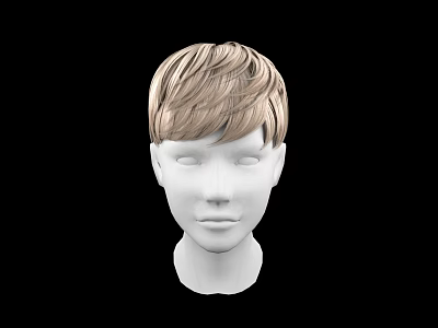 Game Movie Character White Head Model With Light Brown Short Layered Hair And Black Background 3d model
