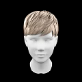 Game Movie Character White Head Model With Light Brown Short Layered Hair And Black Background