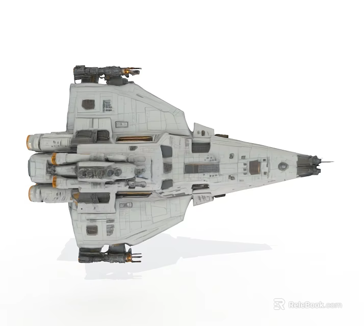 Top View Of Advanced Fighter Jet With Multiple Engines And Weapon Systems 3d model