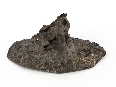 Realistic style volcanic rock rock weathered rock rough surface irregular shape sharp structure hay geological landscape art device black rock 3d model