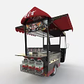 Stinky Tofu Mobile Food Cart With Red Awning And Chinese Signage