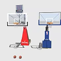 Durable Basketball Training Equipment With Adjustable Hoops Clear Backboards And Balls 3d model