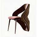 Elegant Curved Velvet Upholstered Single Chair With Rose Gold Metal Legs For Modern Dining Room