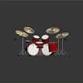 Professional Red Pearl Drum Set With Drums Cymbals And Stands 3d model