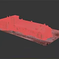 Spacious Yellow Architectural Model Building With Snow Covered Roof Windows And Porch