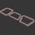 Industrial Metal Equipment Component Rings In Three Different Geometric Shapes
