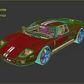 Red Sports Car With White Stripes Glossy Finish Sleek Aerodynamic Design And Alloy Wheels