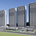 Modern High Rise Residential Complex With Green Spaces And Surrounding Facilities