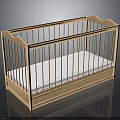 Classic Wooden Baby Crib Furniture With White Mattress And Safety Railings