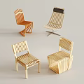 Modern Wooden Leisure Chairs with Stylish Design and Various Striped Curved Shapes