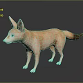 Realistic 3D Fox Model with Light Brown Fur Large Ears and Long Tail