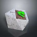 Small Green Plant In Hexagonal White Marble Textured Planter With Soil